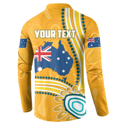 Personalised Australian Rugby Wallabies Button Sweatshirt Aboriginal Art Kangaroo Player Design