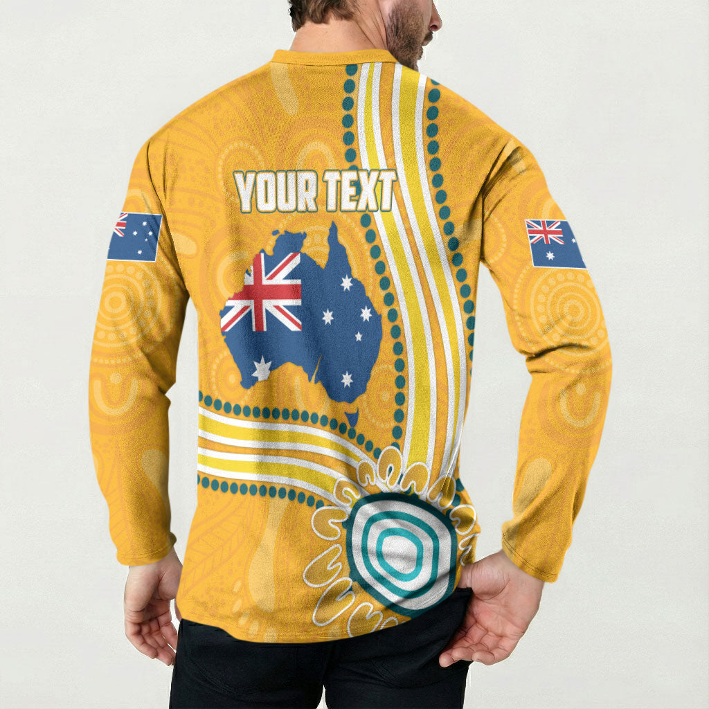 Personalised Australian Rugby Wallabies Button Sweatshirt Aboriginal Art Kangaroo Player Design