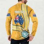 Personalised Australian Rugby Wallabies Button Sweatshirt Aboriginal Art Kangaroo Player Design
