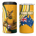 Personalised Australian Rugby Wallabies 4 in 1 Can Cooler Tumbler Aboriginal Art Kangaroo Player Design