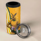 Personalised Australian Rugby Wallabies 4 in 1 Can Cooler Tumbler Aboriginal Art Kangaroo Player Design