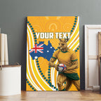 Personalised Australian Rugby Wallabies Canvas Wall Art Aboriginal Art Kangaroo Player Design