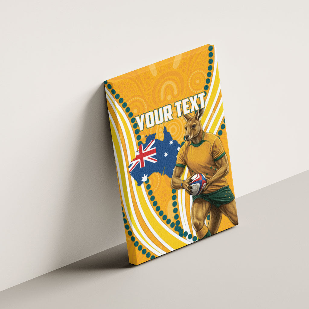 Personalised Australian Rugby Wallabies Canvas Wall Art Aboriginal Art Kangaroo Player Design