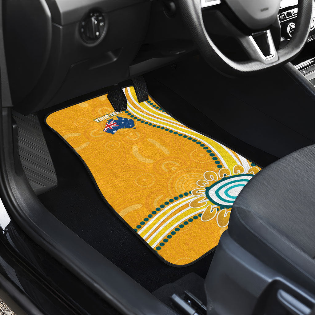 Personalised Australian Rugby Wallabies Car Mats Aboriginal Art Kangaroo Player Design