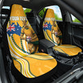 Personalised Australian Rugby Wallabies Car Seat Cover Aboriginal Art Kangaroo Player Design