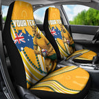 Personalised Australian Rugby Wallabies Car Seat Cover Aboriginal Art Kangaroo Player Design