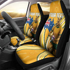 Personalised Australian Rugby Wallabies Car Seat Cover Aboriginal Art Kangaroo Player Design
