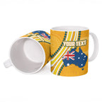 Personalised Australian Rugby Wallabies Ceramic Mug Aboriginal Art Kangaroo Player Design