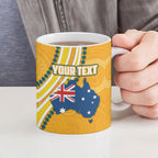 Personalised Australian Rugby Wallabies Ceramic Mug Aboriginal Art Kangaroo Player Design