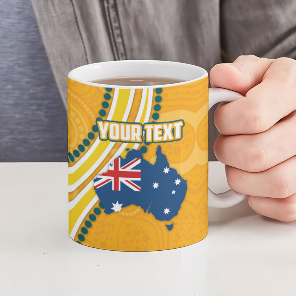 Personalised Australian Rugby Wallabies Ceramic Mug Aboriginal Art Kangaroo Player Design