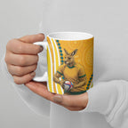 Personalised Australian Rugby Wallabies Ceramic Mug Aboriginal Art Kangaroo Player Design