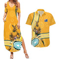 Personalised Australian Rugby Wallabies Couples Matching Summer Maxi Dress and Hawaiian Shirt Aboriginal Art Kangaroo Player Design