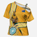 Personalised Australian Rugby Wallabies Cross Shoulder Shirt Aboriginal Art Kangaroo Player Design