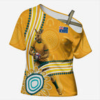 Personalised Australian Rugby Wallabies Cross Shoulder Shirt Aboriginal Art Kangaroo Player Design