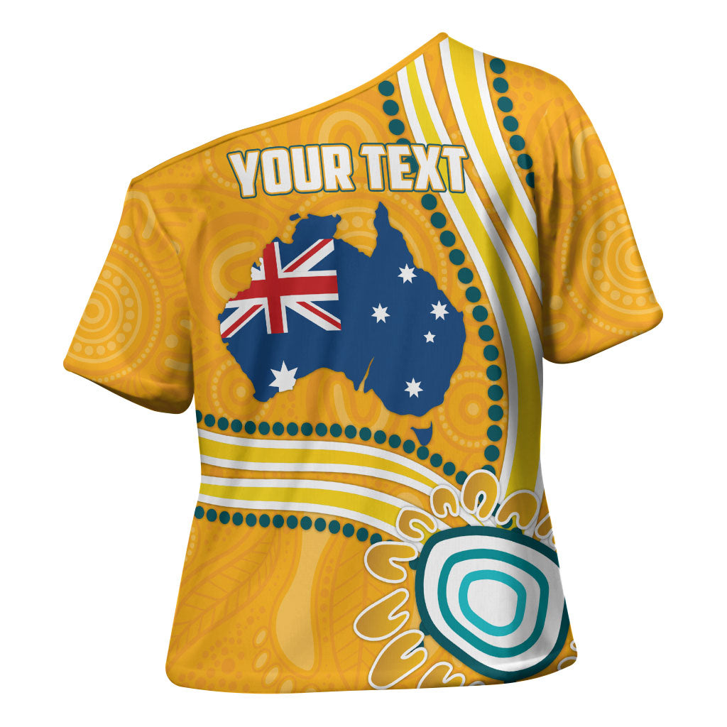 Personalised Australian Rugby Wallabies Cross Shoulder Shirt Aboriginal Art Kangaroo Player Design
