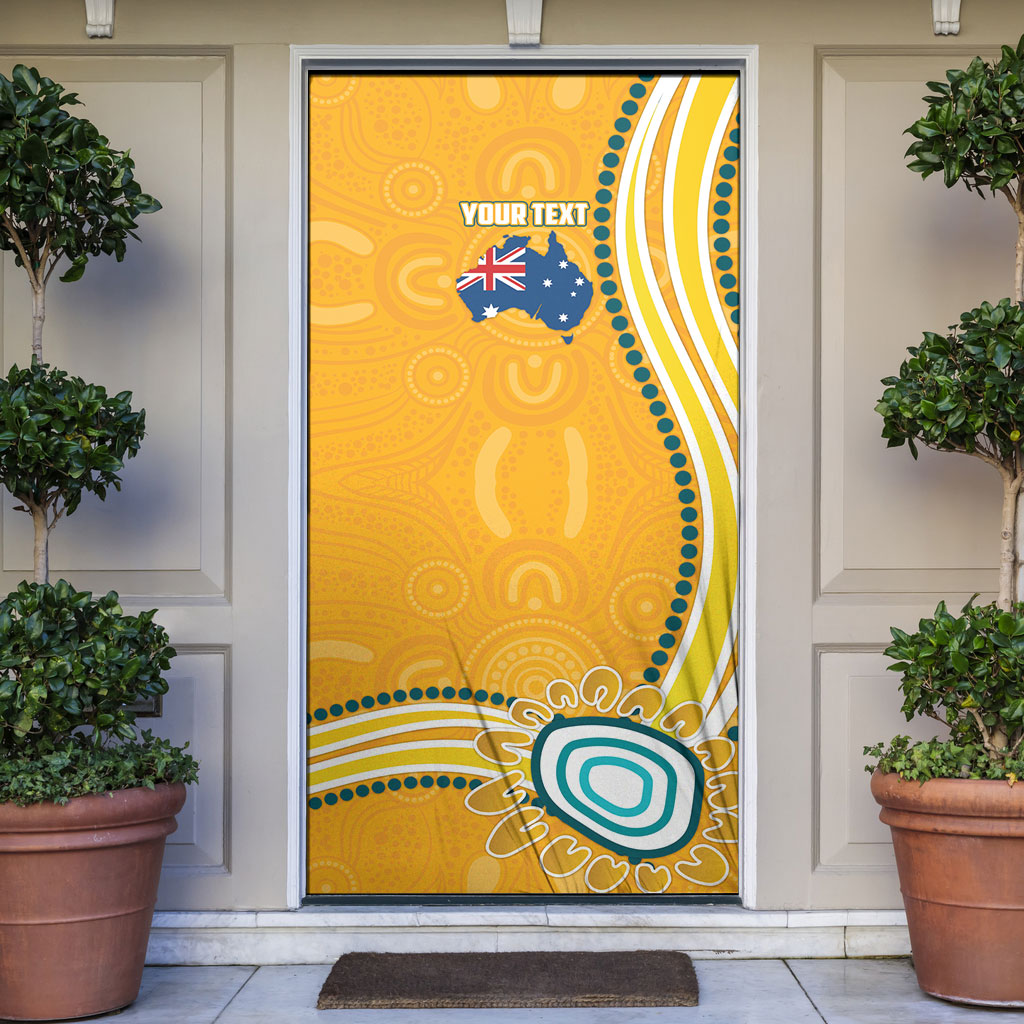 Personalised Australian Rugby Wallabies Door Cover Aboriginal Art Kangaroo Player Design
