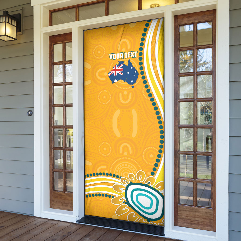 Personalised Australian Rugby Wallabies Door Cover Aboriginal Art Kangaroo Player Design