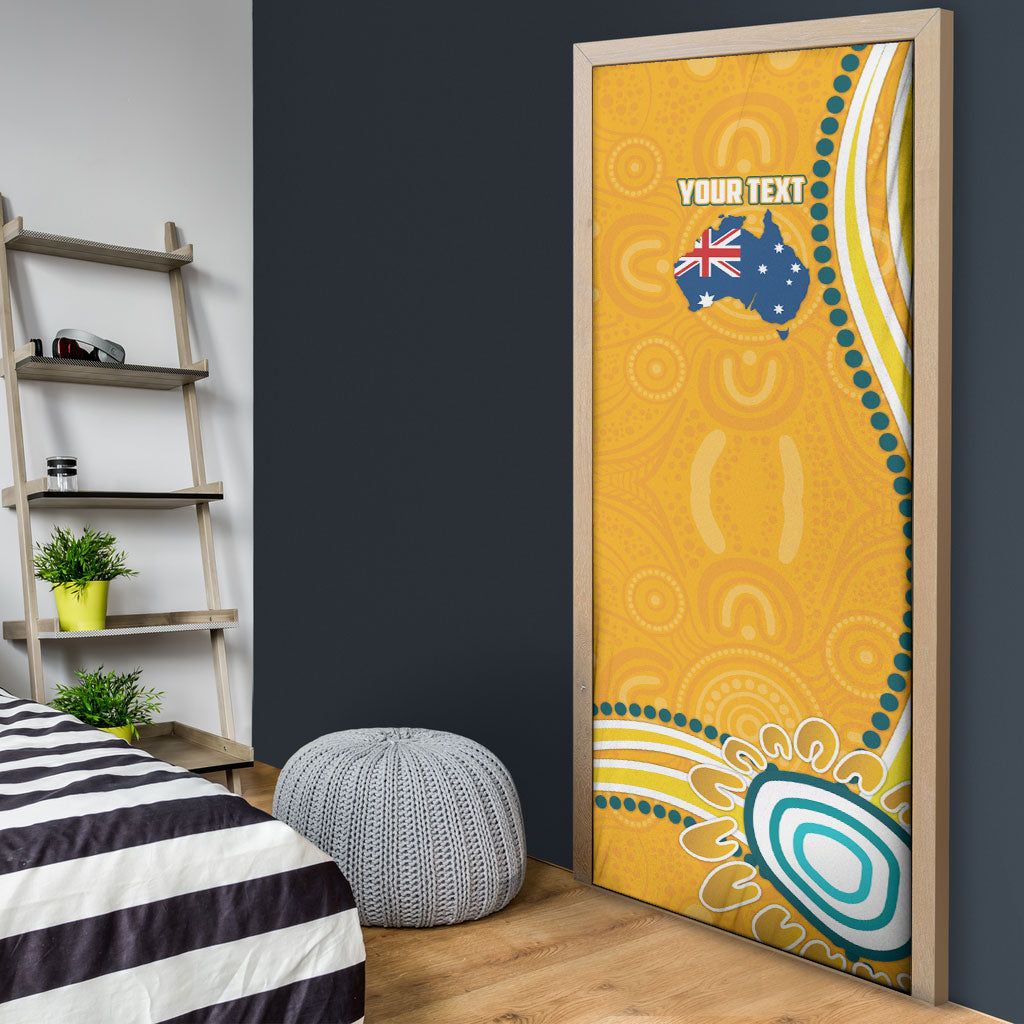 Personalised Australian Rugby Wallabies Door Cover Aboriginal Art Kangaroo Player Design