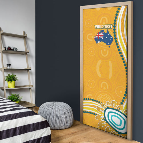 Personalised Australian Rugby Wallabies Door Cover Aboriginal Art Kangaroo Player Design