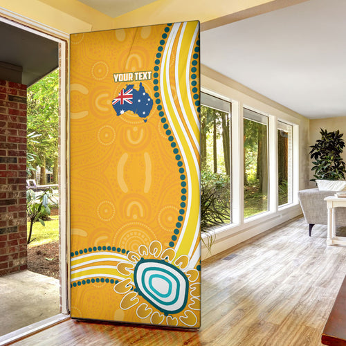 Personalised Australian Rugby Wallabies Door Cover Aboriginal Art Kangaroo Player Design