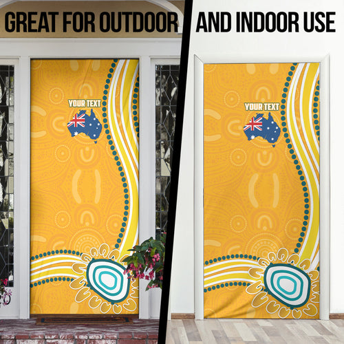 Personalised Australian Rugby Wallabies Door Cover Aboriginal Art Kangaroo Player Design