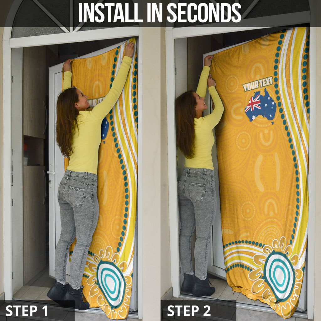 Personalised Australian Rugby Wallabies Door Cover Aboriginal Art Kangaroo Player Design