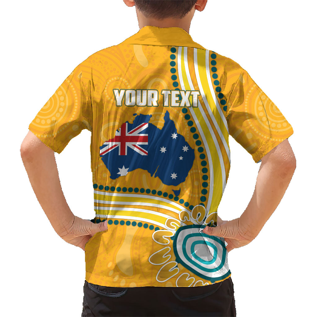 Personalised Australian Rugby Wallabies Family Matching Off Shoulder Maxi Dress and Hawaiian Shirt Aboriginal Art Kangaroo Player Design