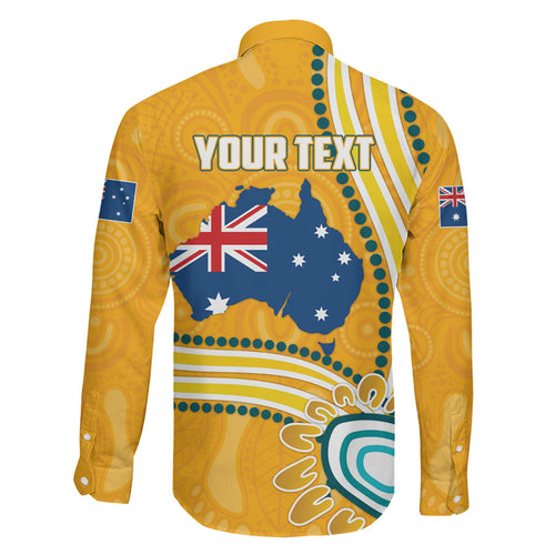 Personalised Australian Rugby Wallabies Family Matching Off Shoulder Maxi Dress and Hawaiian Shirt Aboriginal Art Kangaroo Player Design