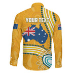 Personalised Australian Rugby Wallabies Family Matching Puletasi and Hawaiian Shirt Aboriginal Art Kangaroo Player Design