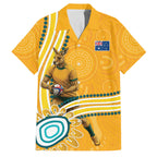 Personalised Australian Rugby Wallabies Family Matching Summer Maxi Dress and Hawaiian Shirt Aboriginal Art Kangaroo Player Design