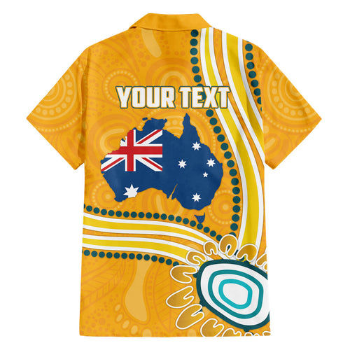 Personalised Australian Rugby Wallabies Family Matching Summer Maxi Dress and Hawaiian Shirt Aboriginal Art Kangaroo Player Design