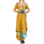 Personalised Australian Rugby Wallabies Family Matching Summer Maxi Dress and Hawaiian Shirt Aboriginal Art Kangaroo Player Design