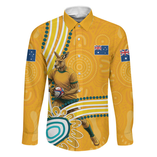 Personalised Australian Rugby Wallabies Family Matching Tank Maxi Dress and Hawaiian Shirt Aboriginal Art Kangaroo Player Design