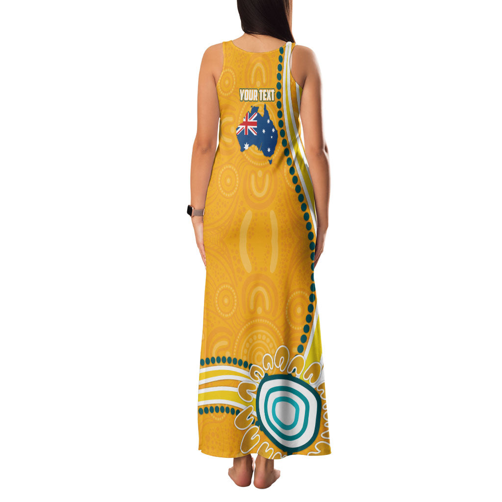 Personalised Australian Rugby Wallabies Family Matching Tank Maxi Dress and Hawaiian Shirt Aboriginal Art Kangaroo Player Design