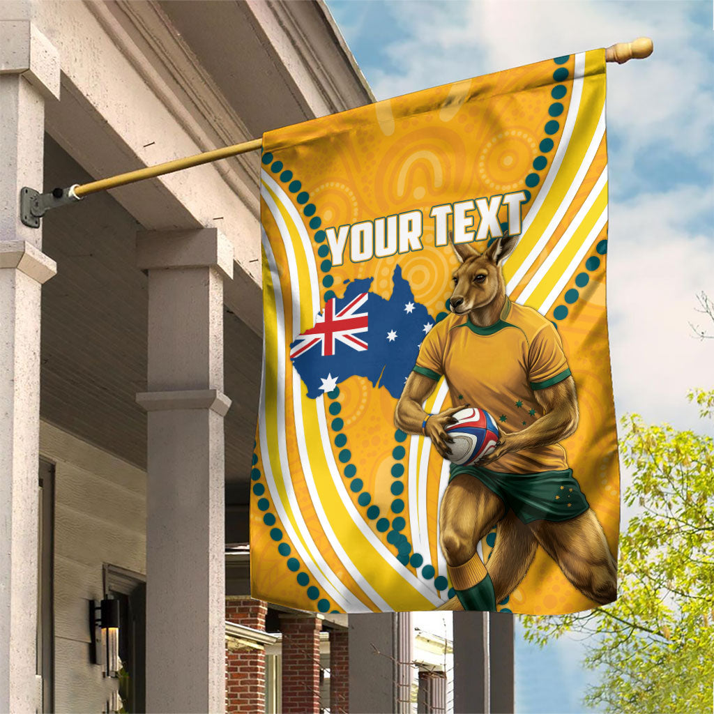 Personalised Australian Rugby Wallabies Garden Flag Aboriginal Art Kangaroo Player Design