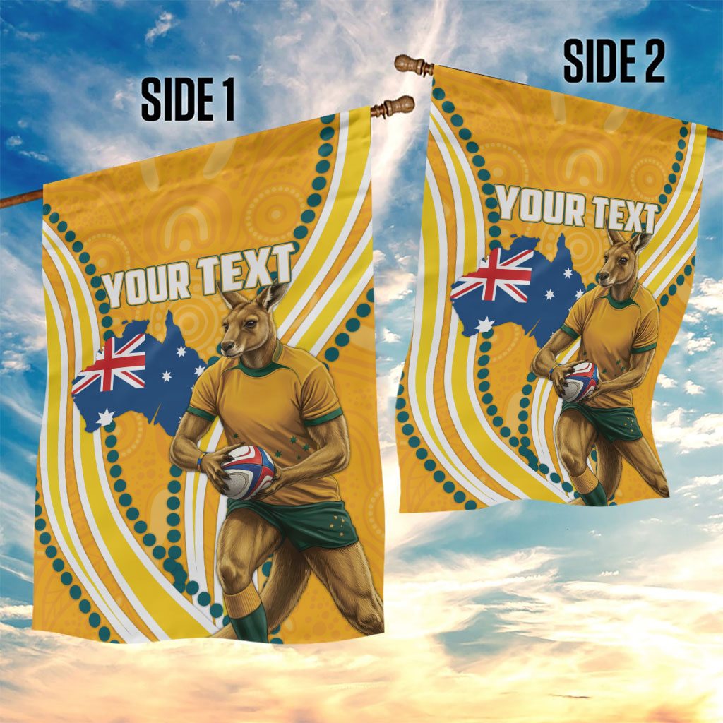 Personalised Australian Rugby Wallabies Garden Flag Aboriginal Art Kangaroo Player Design