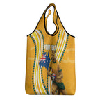 Personalised Australian Rugby Wallabies Grocery Bag Aboriginal Art Kangaroo Player Design