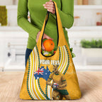Personalised Australian Rugby Wallabies Grocery Bag Aboriginal Art Kangaroo Player Design