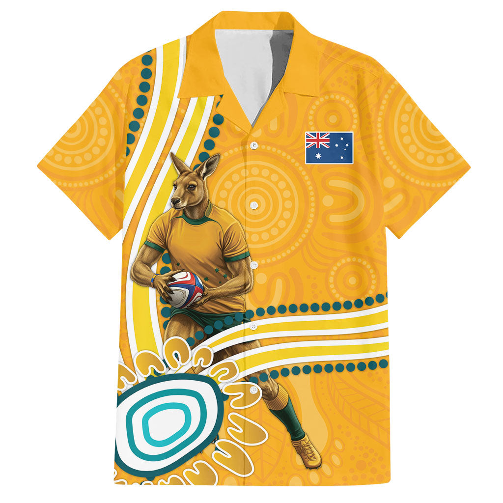 Personalised Australian Rugby Wallabies Hawaiian Shirt Aboriginal Art Kangaroo Player Design