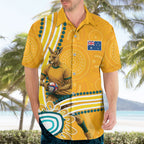 Personalised Australian Rugby Wallabies Hawaiian Shirt Aboriginal Art Kangaroo Player Design