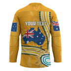 Personalised Australian Rugby Wallabies Hockey Jersey Aboriginal Art Kangaroo Player Design