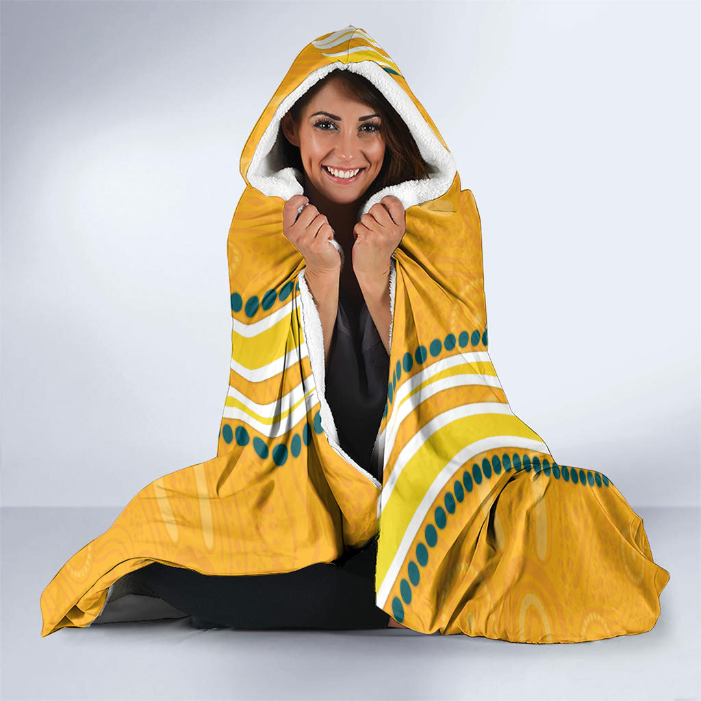 Personalised Australian Rugby Wallabies Hooded Blanket Aboriginal Art Kangaroo Player Design
