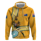 Personalised Australian Rugby Wallabies Hoodie Aboriginal Art Kangaroo Player Design