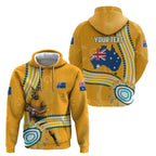 Personalised Australian Rugby Wallabies Hoodie Aboriginal Art Kangaroo Player Design