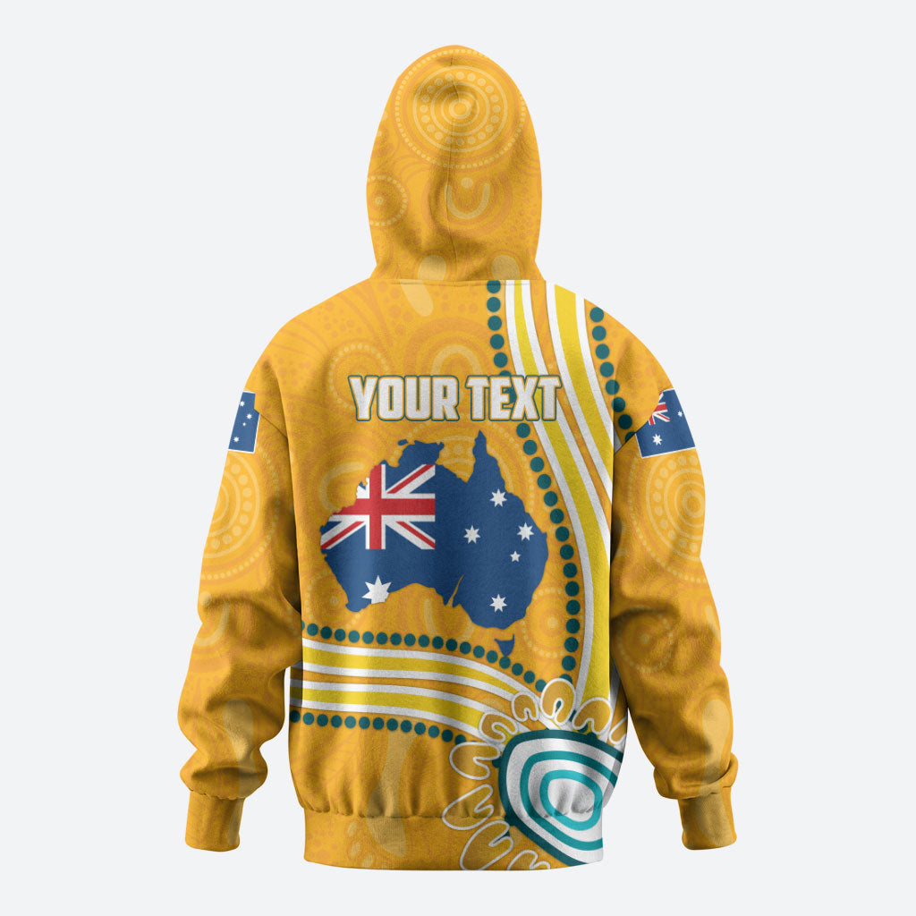 Personalised Australian Rugby Wallabies Hoodie Aboriginal Art Kangaroo Player Design