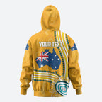 Personalised Australian Rugby Wallabies Hoodie Aboriginal Art Kangaroo Player Design