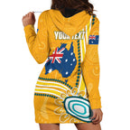 Personalised Australian Rugby Wallabies Hoodie Dress Aboriginal Art Kangaroo Player Design