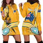 Personalised Australian Rugby Wallabies Hoodie Dress Aboriginal Art Kangaroo Player Design