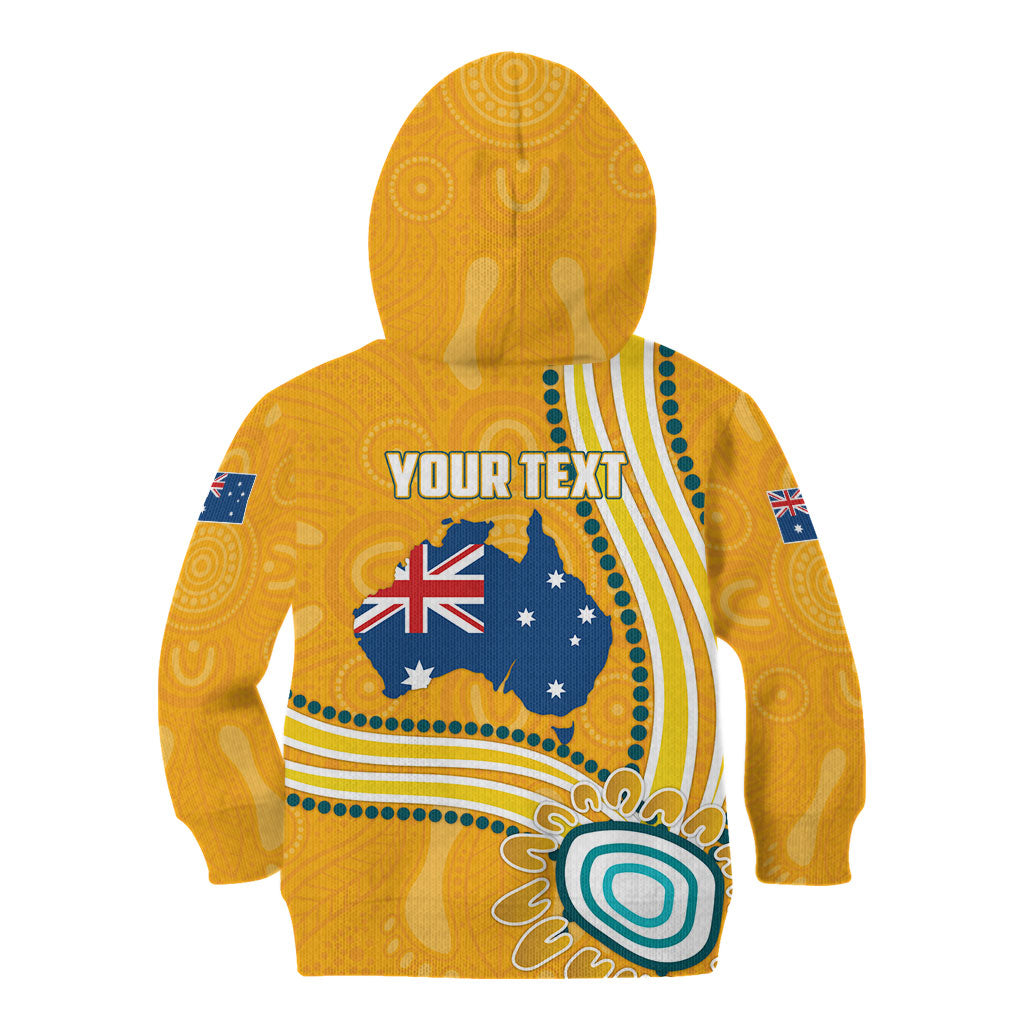 Personalised Australian Rugby Wallabies Kid Hoodie Aboriginal Art Kangaroo Player Design