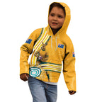 Personalised Australian Rugby Wallabies Kid Hoodie Aboriginal Art Kangaroo Player Design